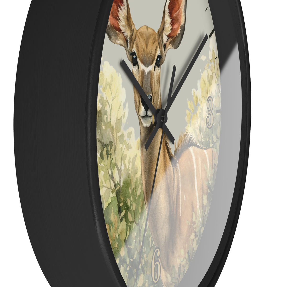 Jungle Greater Kudu Wall Clock — Rustic Antelope Safari Nursery Decor