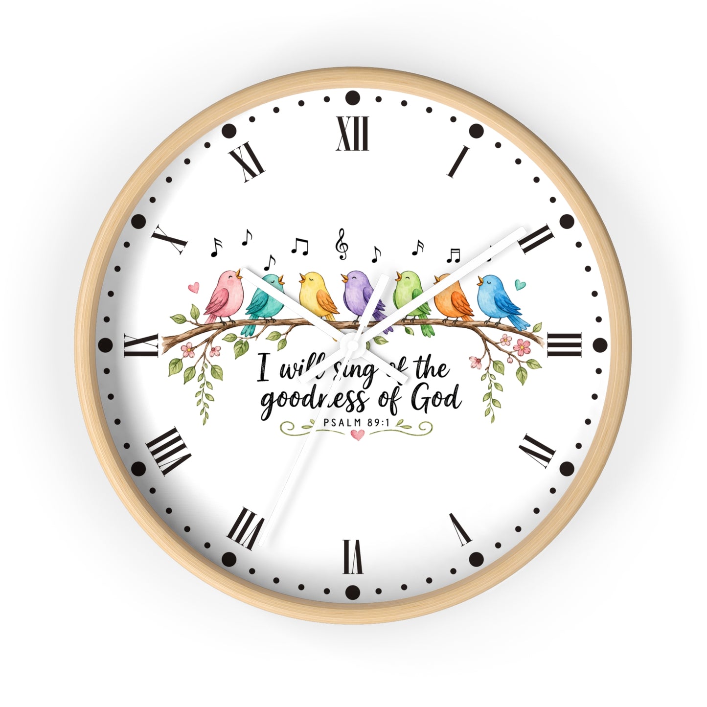 Bible Verse Bird Wall Clock — 'I Will Sing the Goodness of God'