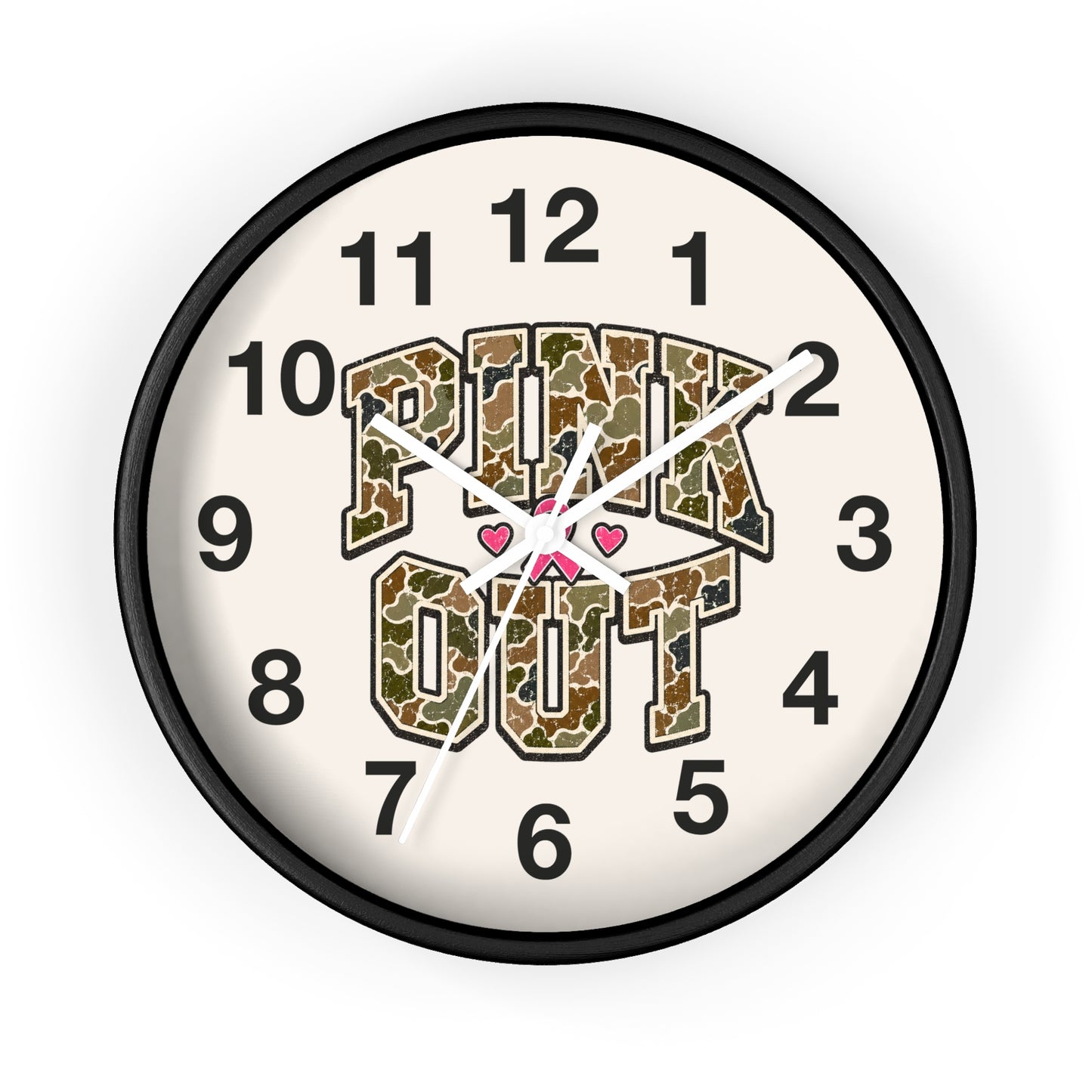 Camo Pink Out Wall Clock — Breast Cancer Awareness Gift