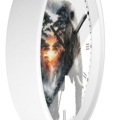 Elephant Sunset Wall Clock — Safari Silhouette Decor