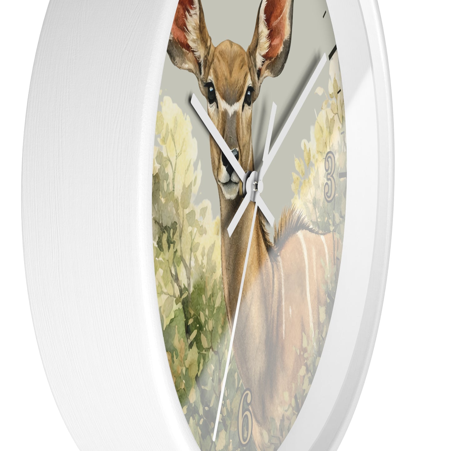 Jungle Greater Kudu Wall Clock — Rustic Antelope Safari Nursery Decor