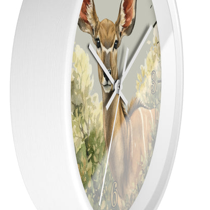 Jungle Greater Kudu Wall Clock — Rustic Antelope Safari Nursery Decor