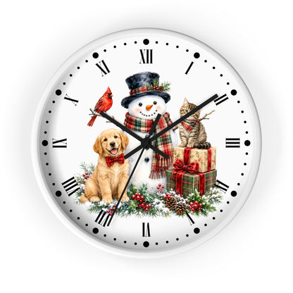 Christmas Snowman Clock — Holiday Dog & Cat Decor