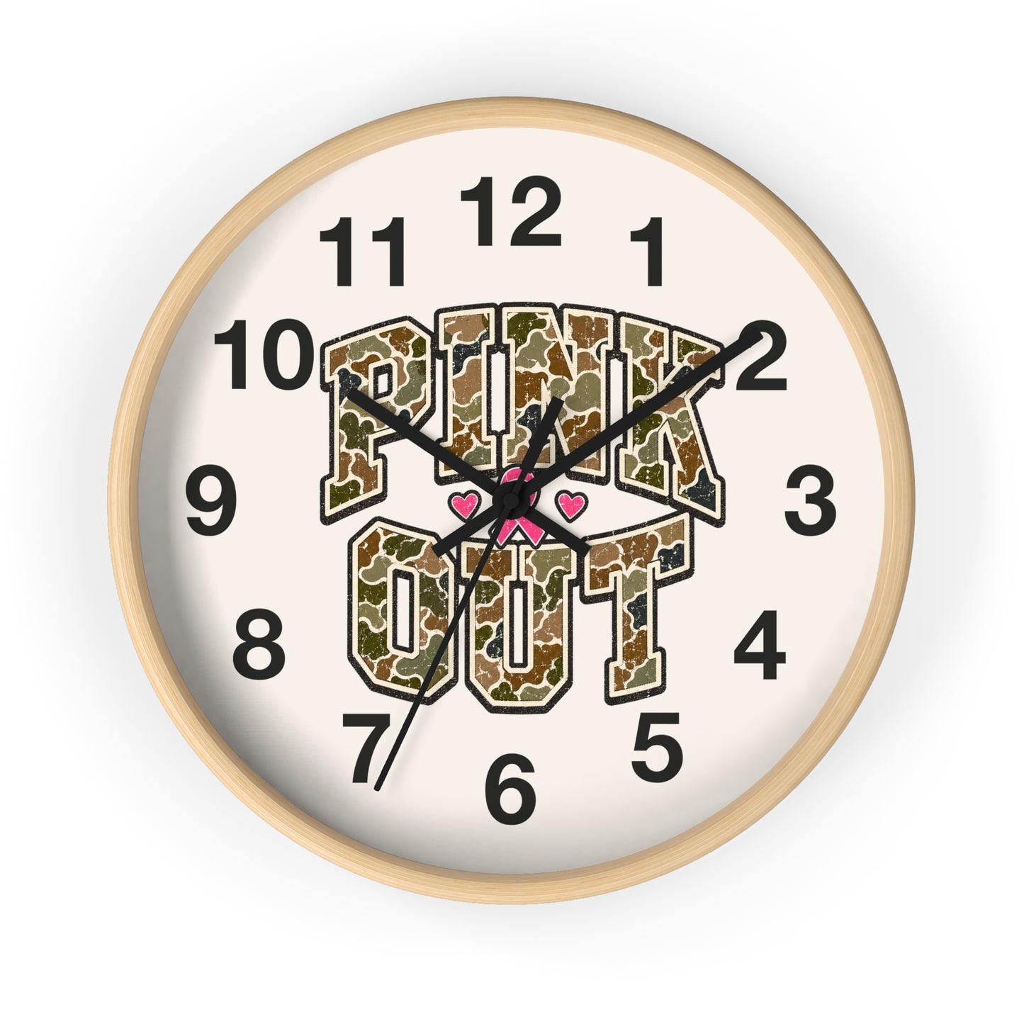 Camo Pink Out Wall Clock — Breast Cancer Awareness Gift