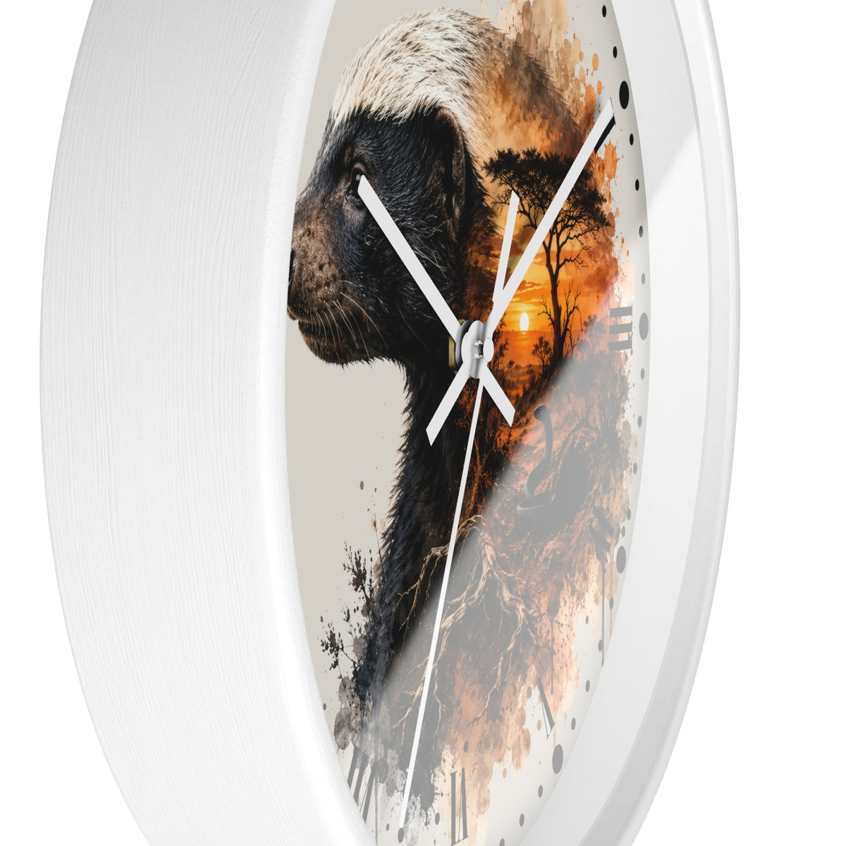 Badger Sunset Wall Clock — Wildlife Art Home Decor