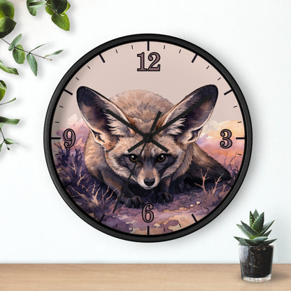 Fennec Fox Wall Clock — Desert Night Botanical Art Clock