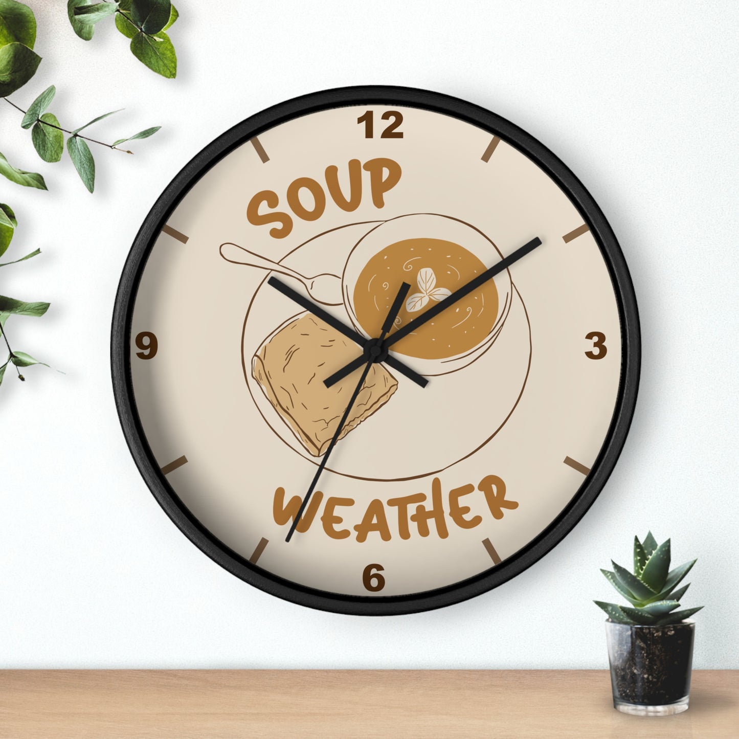 Soup Weather Wall Clock — Fall Autumn Kitchen Decor