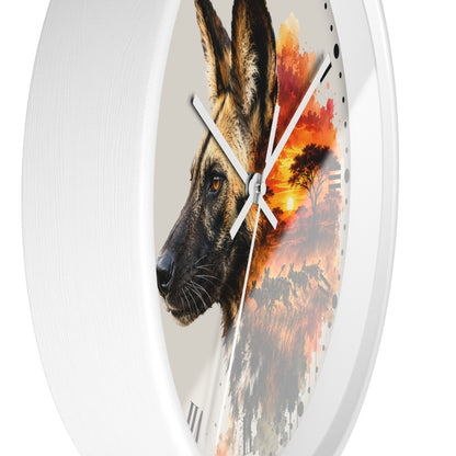 African Wild Dog Sunset Wall Clock — Safari Animal Home Decor