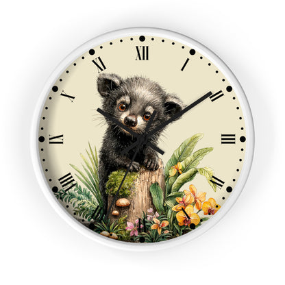 Baby Black Asian Palm Civet Wall Clock — Woodland Nursery Animal Decor