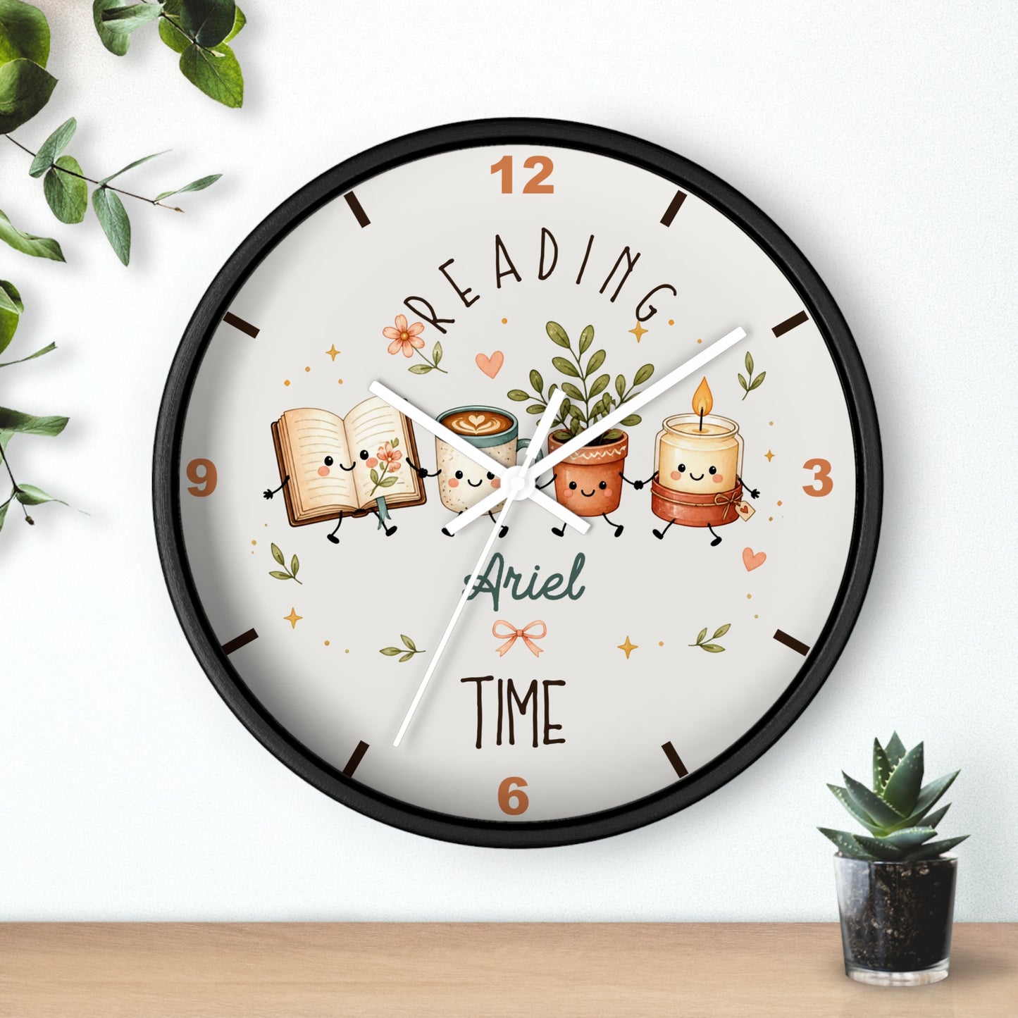 Reading Time Kids Wall Clock | Personalized Book Lover Decor (Custom Name)