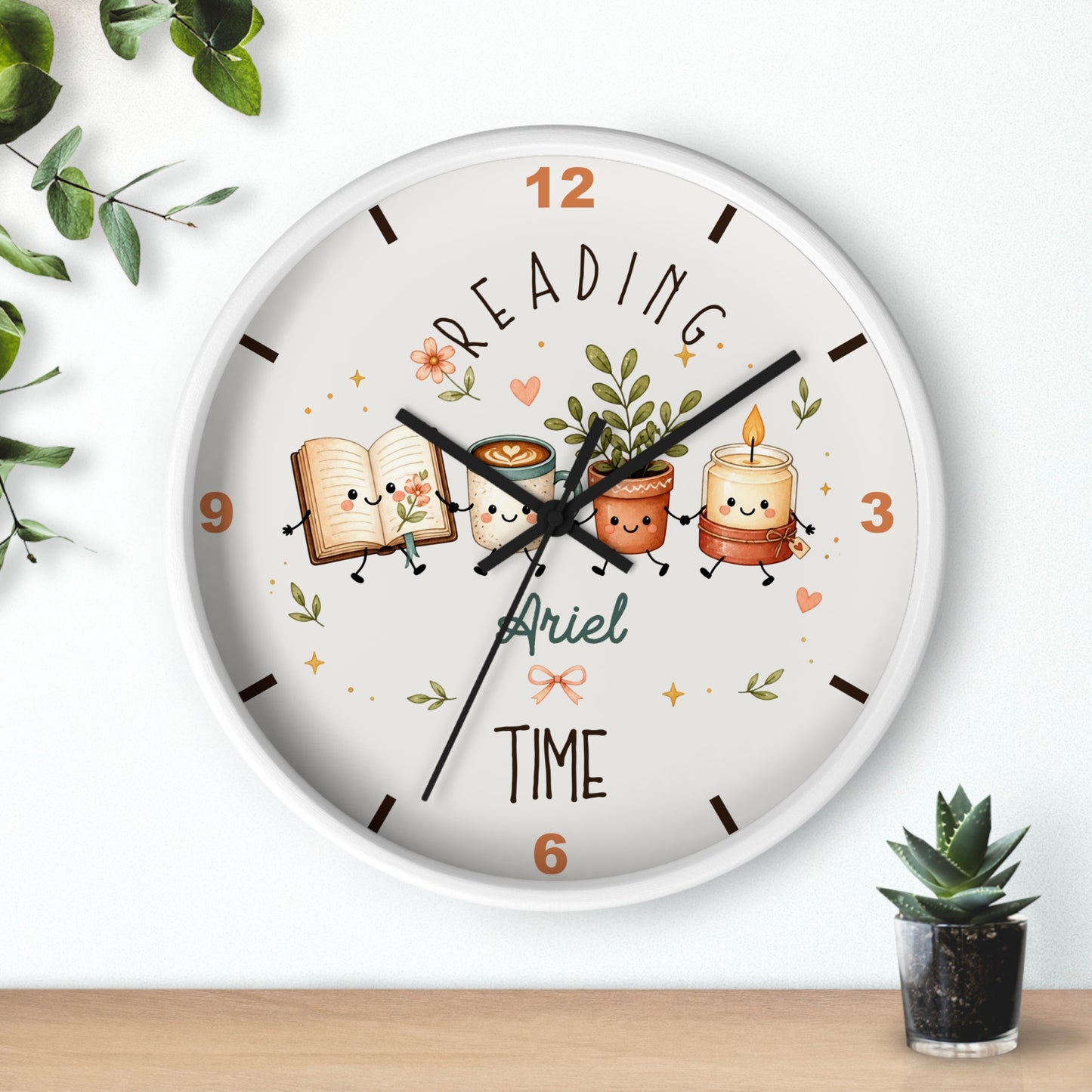 Reading Time Kids Wall Clock | Personalized Book Lover Decor (Custom Name)