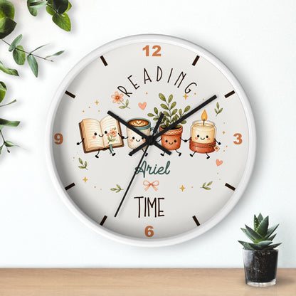Reading Time Kids Wall Clock | Personalized Book Lover Decor (Custom Name)