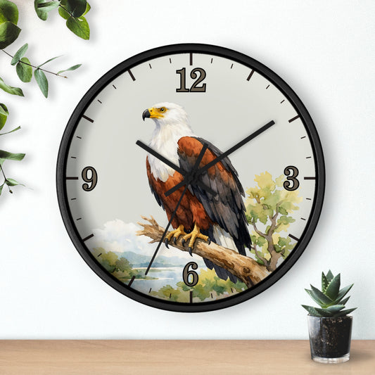 African Fish Eagle Wall Clock — Vintage Bird Rustic Nature Home Decor