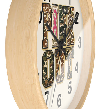 Cancer Awareness Wall Clock —  Camo Ribbon "Pink Out" Support Gift