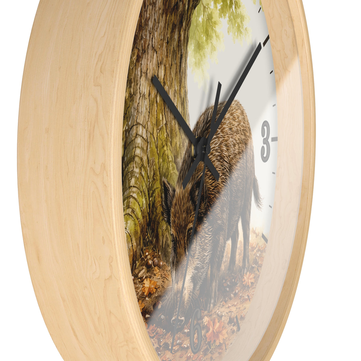 Wild Boar Forest Wall Clock — Rustic Woodland Home Decor