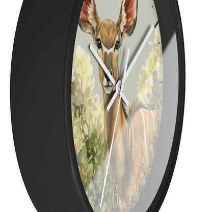 Jungle Greater Kudu Wall Clock — Rustic Antelope Safari Nursery Decor