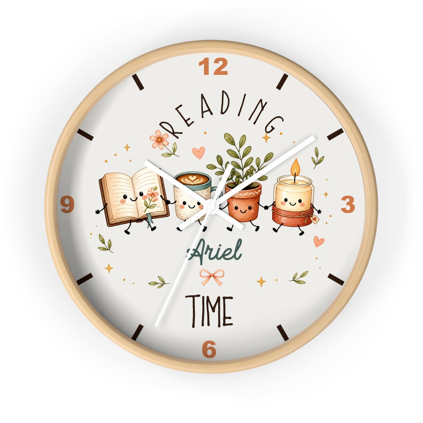 Reading Time Kids Wall Clock | Personalized Book Lover Decor (Custom Name)