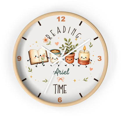Reading Time Kids Wall Clock | Personalized Book Lover Decor (Custom Name)