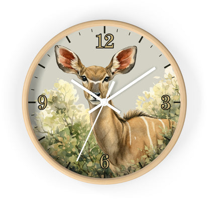 Jungle Greater Kudu Wall Clock — Rustic Antelope Safari Nursery Decor