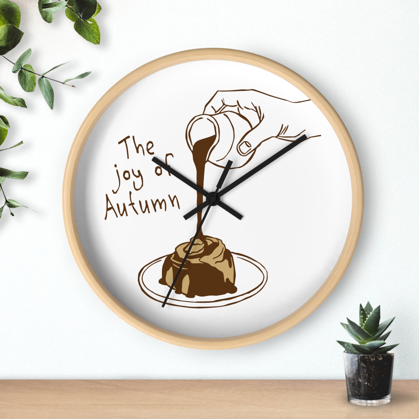 The Joy of Autumn Kitchen Wall Clock | Cozy Pumpkin Cinnamon Roll Decor