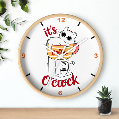 Cat Kitchen Wall Clock | " It's Coffee O'clock"