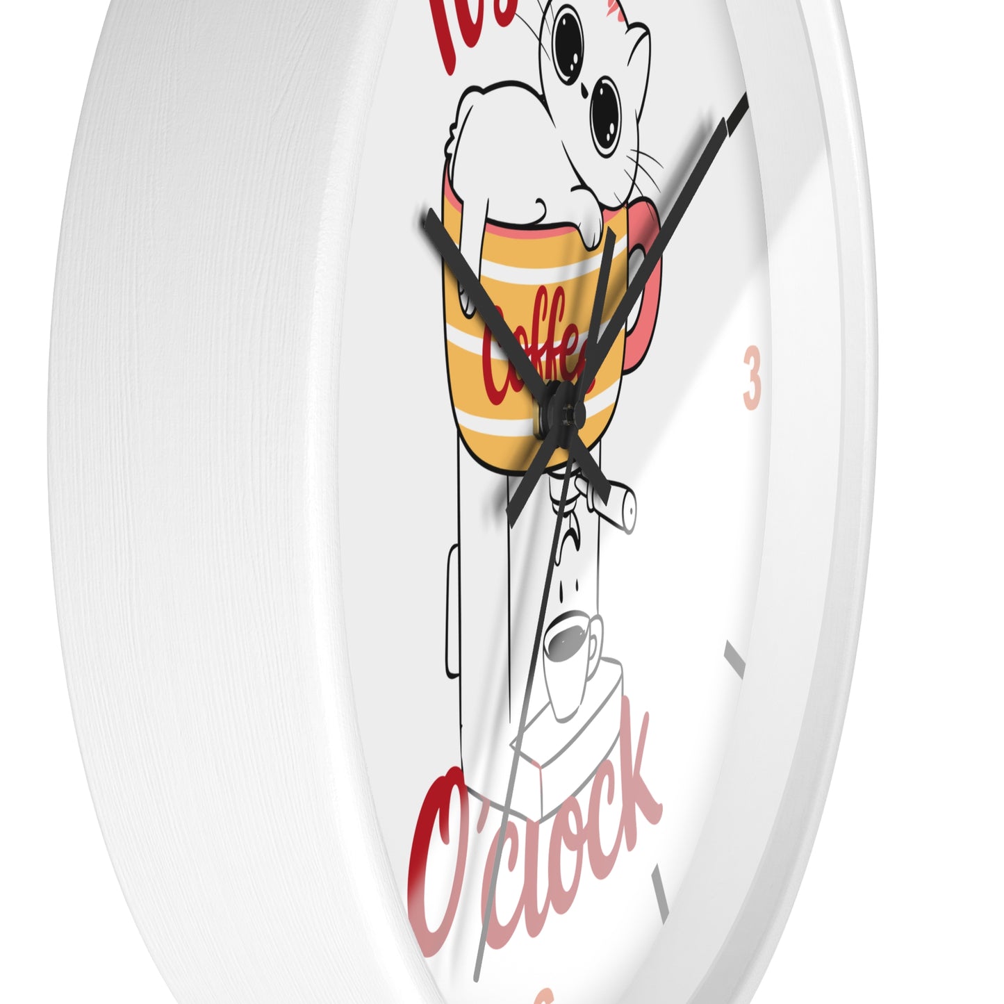 Cat Kitchen Wall Clock | " It's Coffee O'clock"