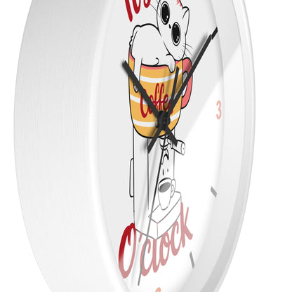 Cat Kitchen Wall Clock | " It's Coffee O'clock"