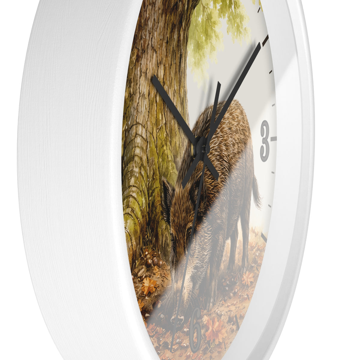 Wild Boar Forest Wall Clock — Rustic Woodland Home Decor