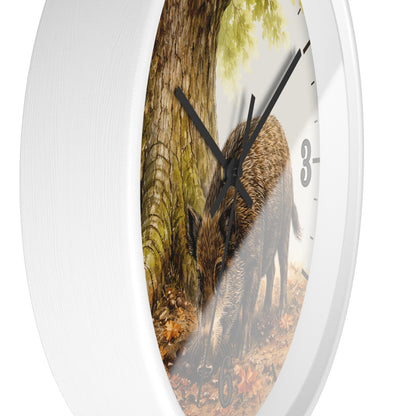 Wild Boar Forest Wall Clock — Rustic Woodland Home Decor