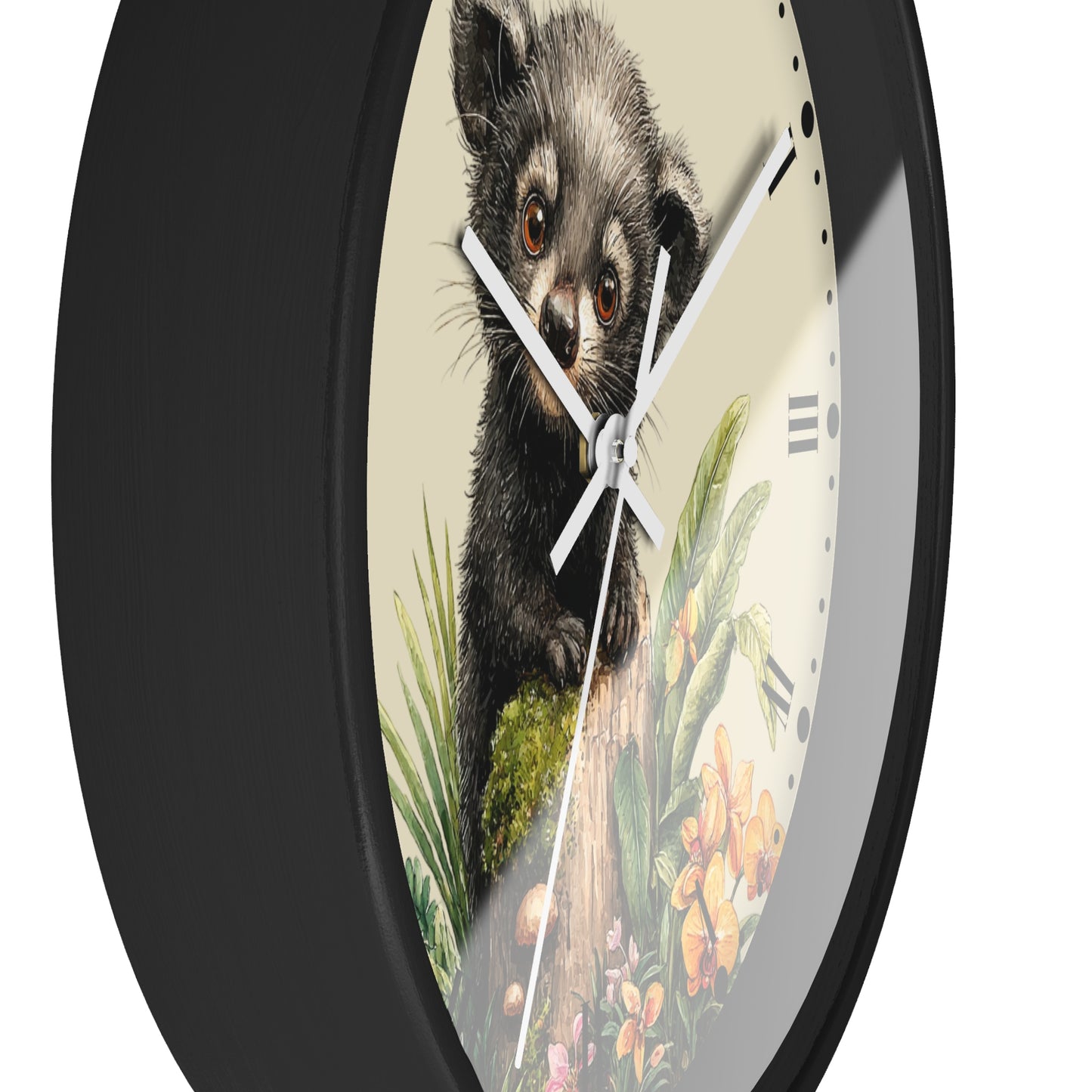 Baby Black Asian Palm Civet Wall Clock — Woodland Nursery Animal Decor