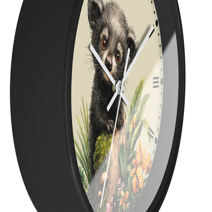 Baby Black Asian Palm Civet Wall Clock — Woodland Nursery Animal Decor