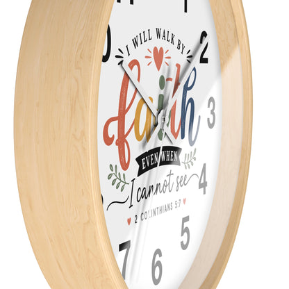 Walk By Faith Wall Clock — Christian Inspirational Home Decor