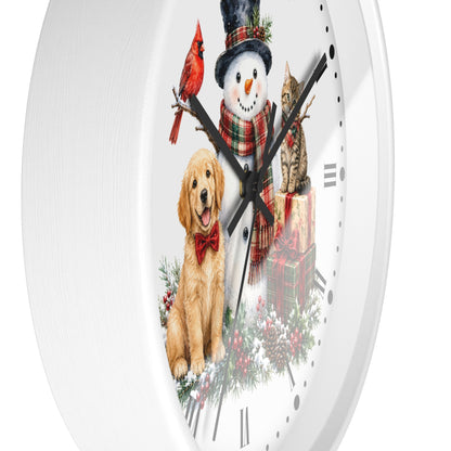 Christmas Snowman Clock — Holiday Dog & Cat Decor