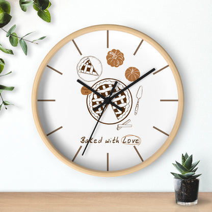 Baked With Love Wall Clock | Rustic Kitchen Pie & Baking Decor