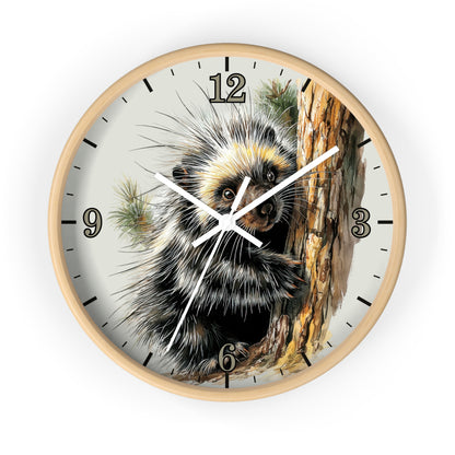 Porcupine Wall Clock — Wildlife Animal Decor for Nursery or Cabin