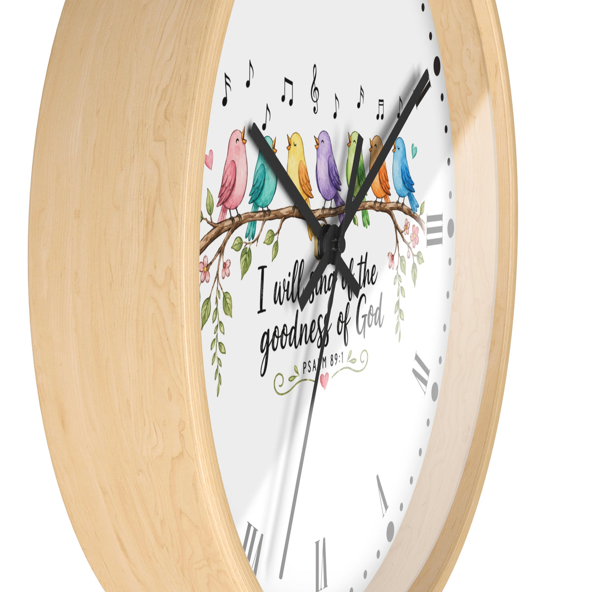 Bible Verse Bird Wall Clock — 'I Will Sing the Goodness of God'