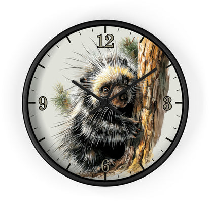 Porcupine Wall Clock — Wildlife Animal Decor for Nursery or Cabin