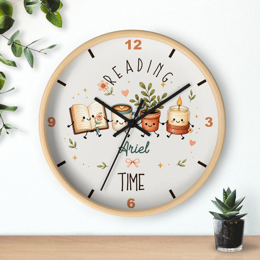Reading Time Kids Wall Clock | Personalized Book Lover Decor (Custom Name)
