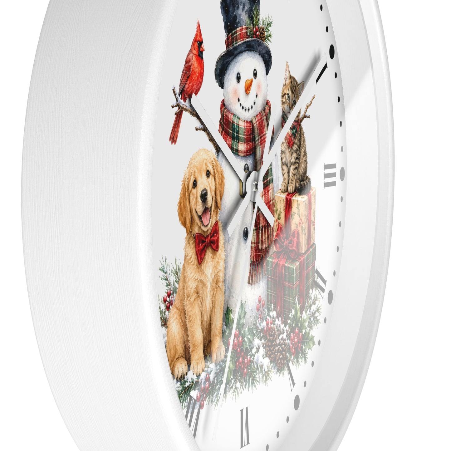 Christmas Snowman Clock — Holiday Dog & Cat Decor