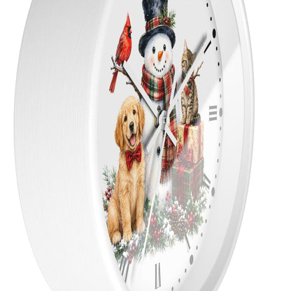 Christmas Snowman Clock — Holiday Dog & Cat Decor