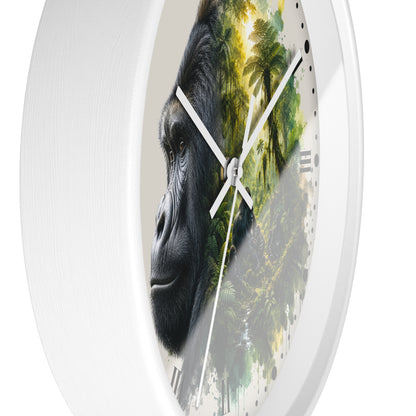 Gorilla Family Jungle Wall Clock — Tropical Primate Art
