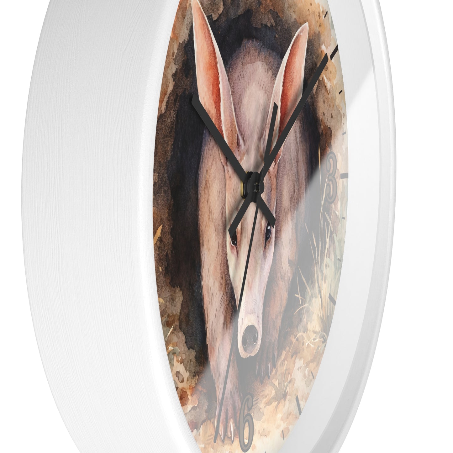 Aardvark Watercolor Wall Clock — Whimsical Safari Animal Home Decor