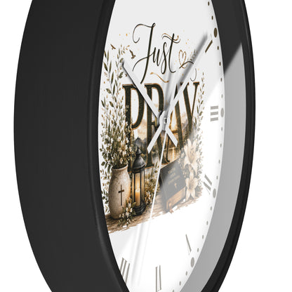Just Pray Wall Clock — Inspirational Christian Home Decor Clock
