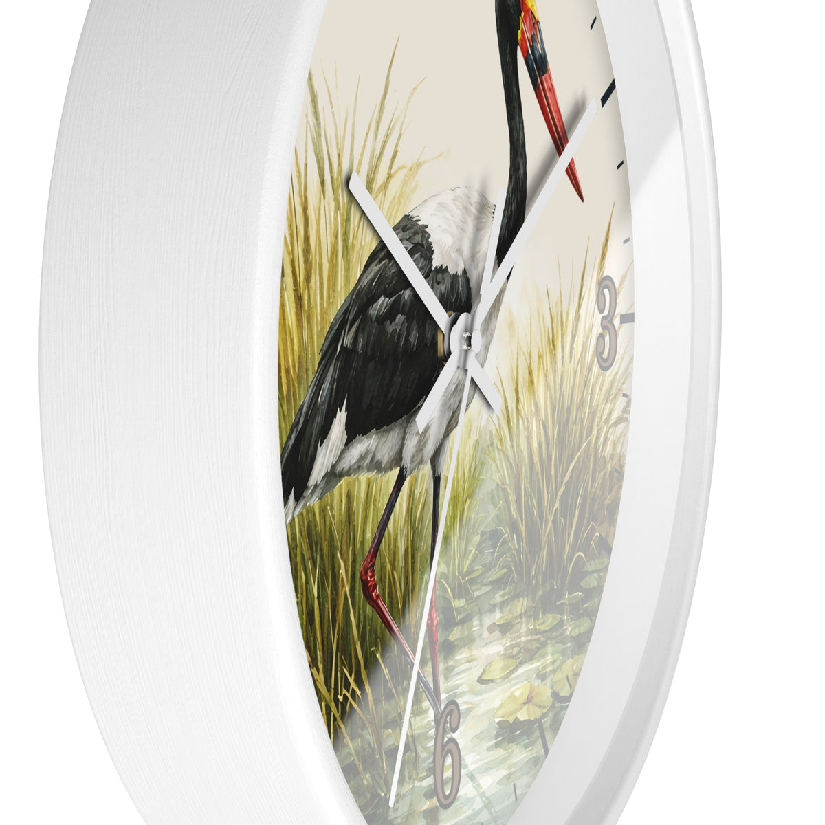 Red Billed Crane Wall Clock – Vintage Marsh Bird Clock for Nature Lovers