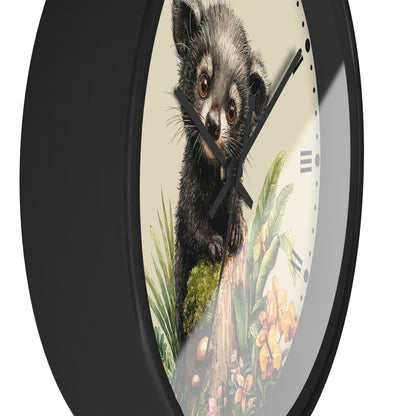 Baby Black Asian Palm Civet Wall Clock — Woodland Nursery Animal Decor