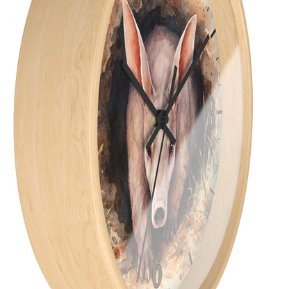 Aardvark Watercolor Wall Clock — Whimsical Safari Animal Home Decor
