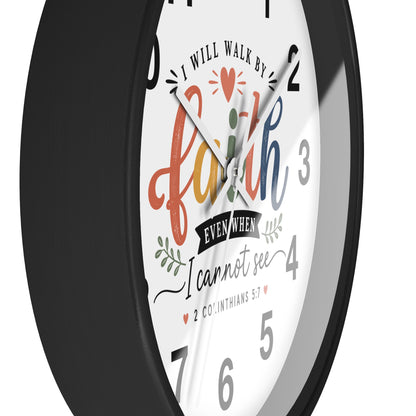 Walk By Faith Wall Clock — Christian Inspirational Home Decor