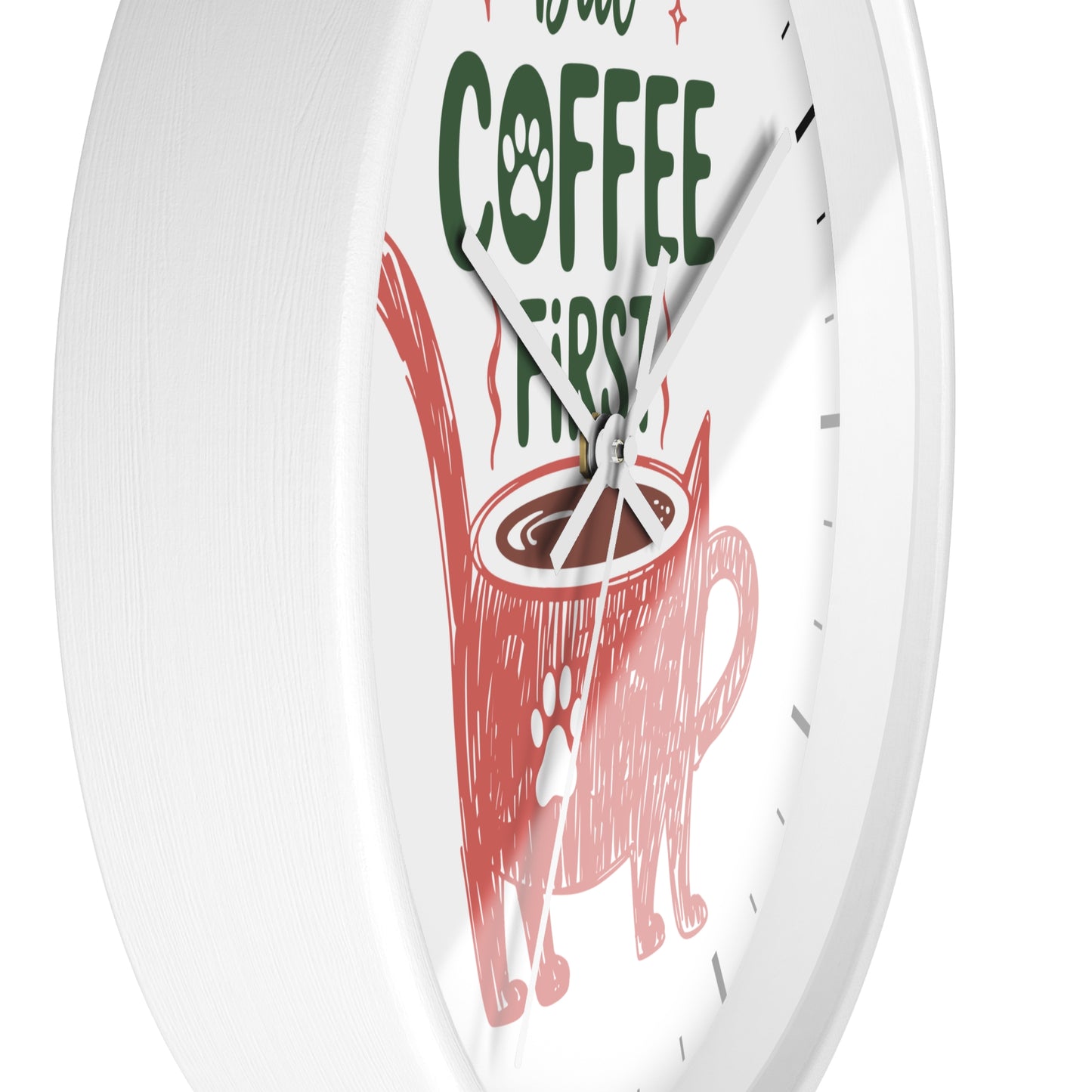 But Coffee First Cat Mug Wall Clock | Cute Cat Lover Kitchen Decor