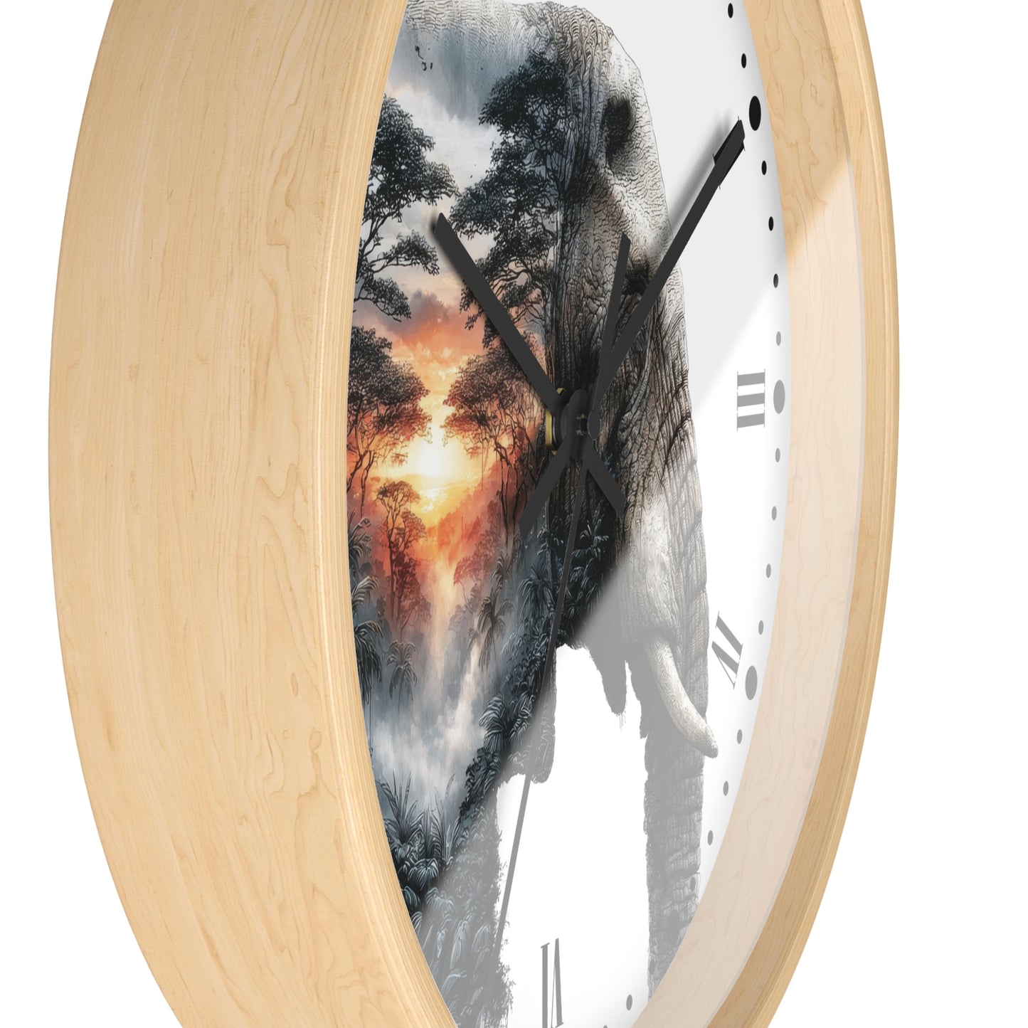 Elephant Sunset Wall Clock — Safari Silhouette Decor