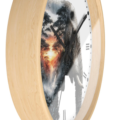 Elephant Sunset Wall Clock — Safari Silhouette Decor